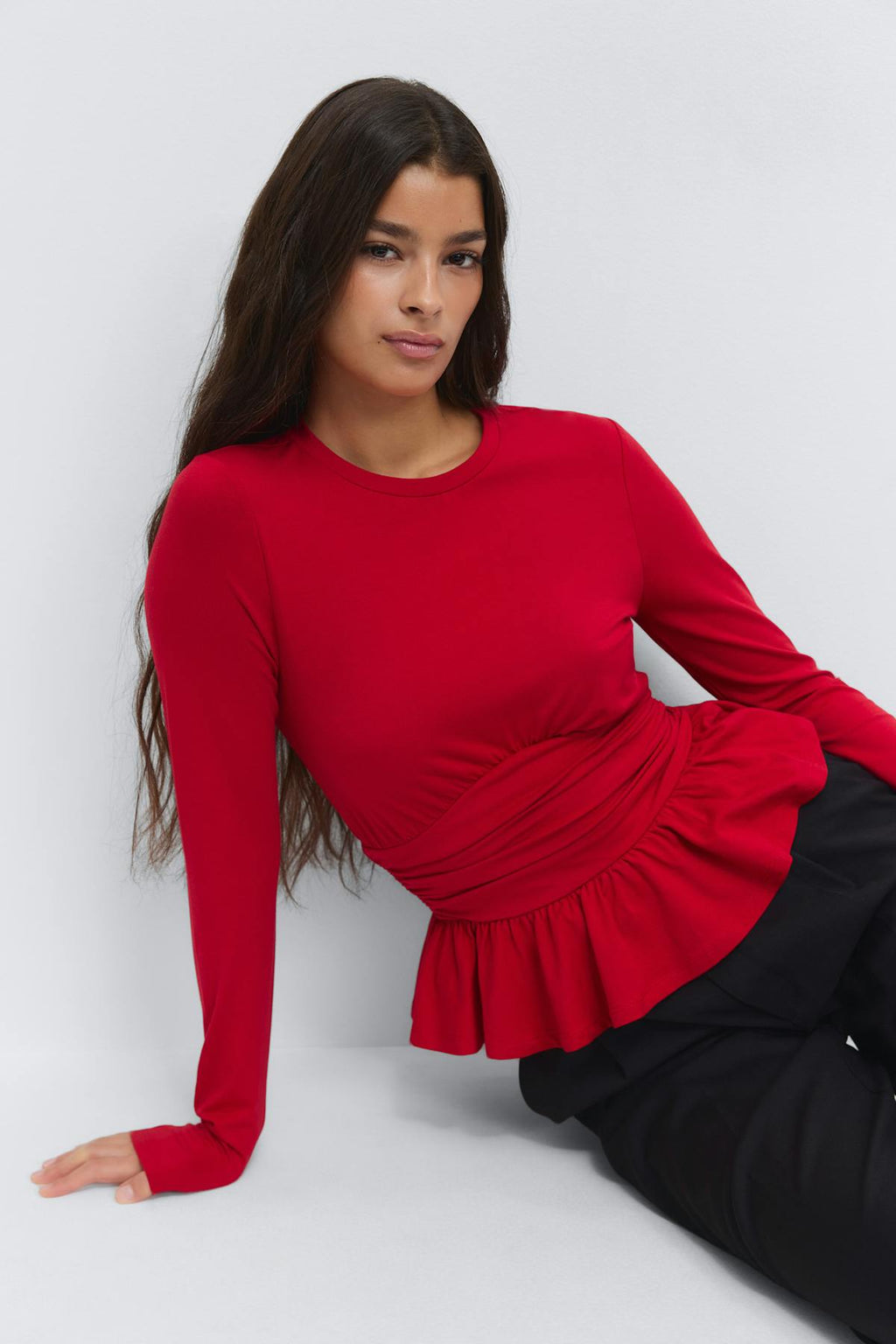 Long sleeve peplum top