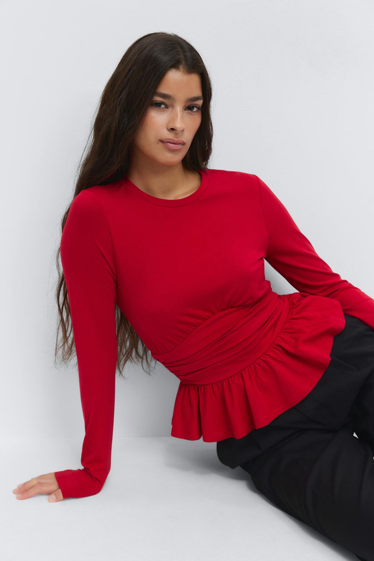 Long sleeve peplum top
