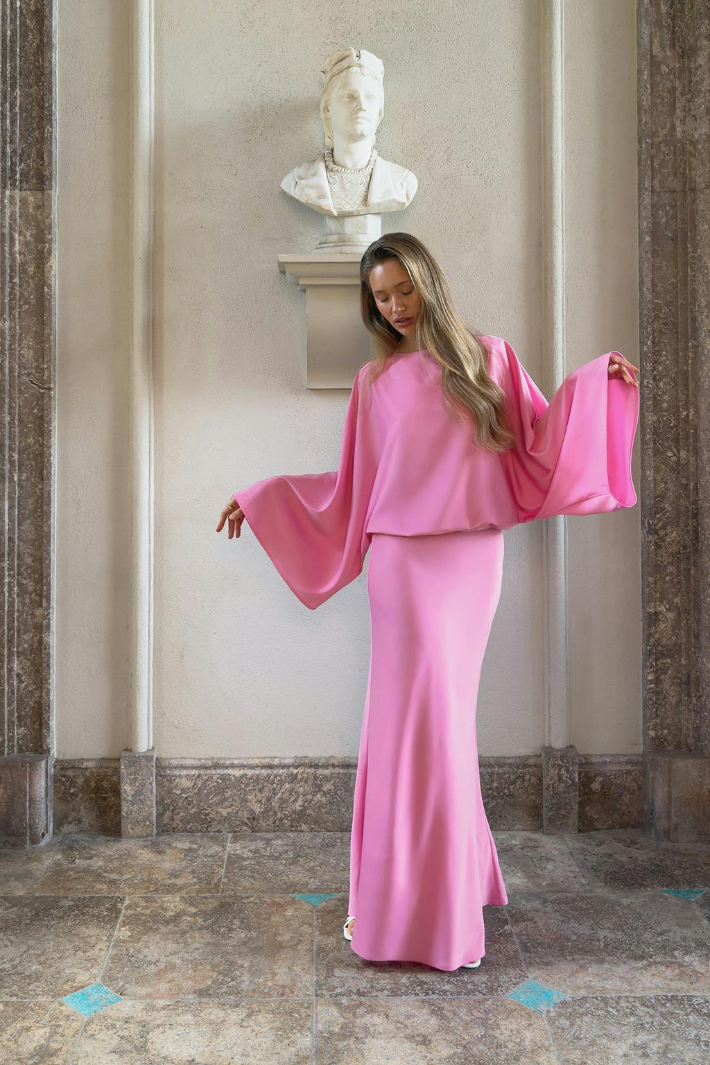 Draped back maxi dress