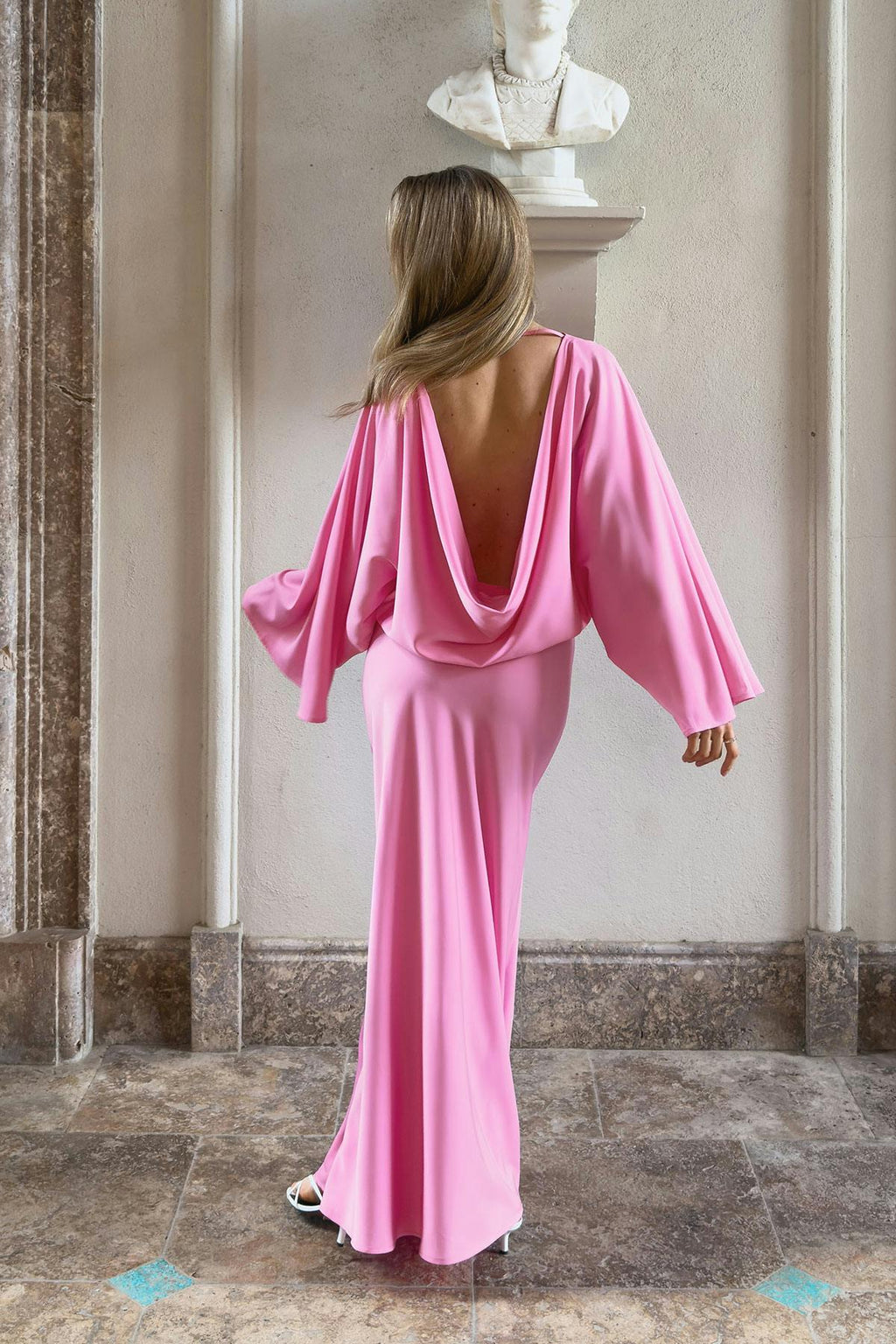 Draped back maxi dress