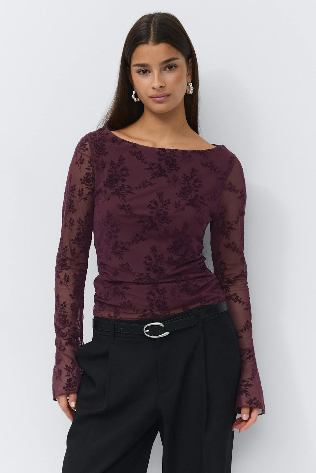 Floral flare sleeve top