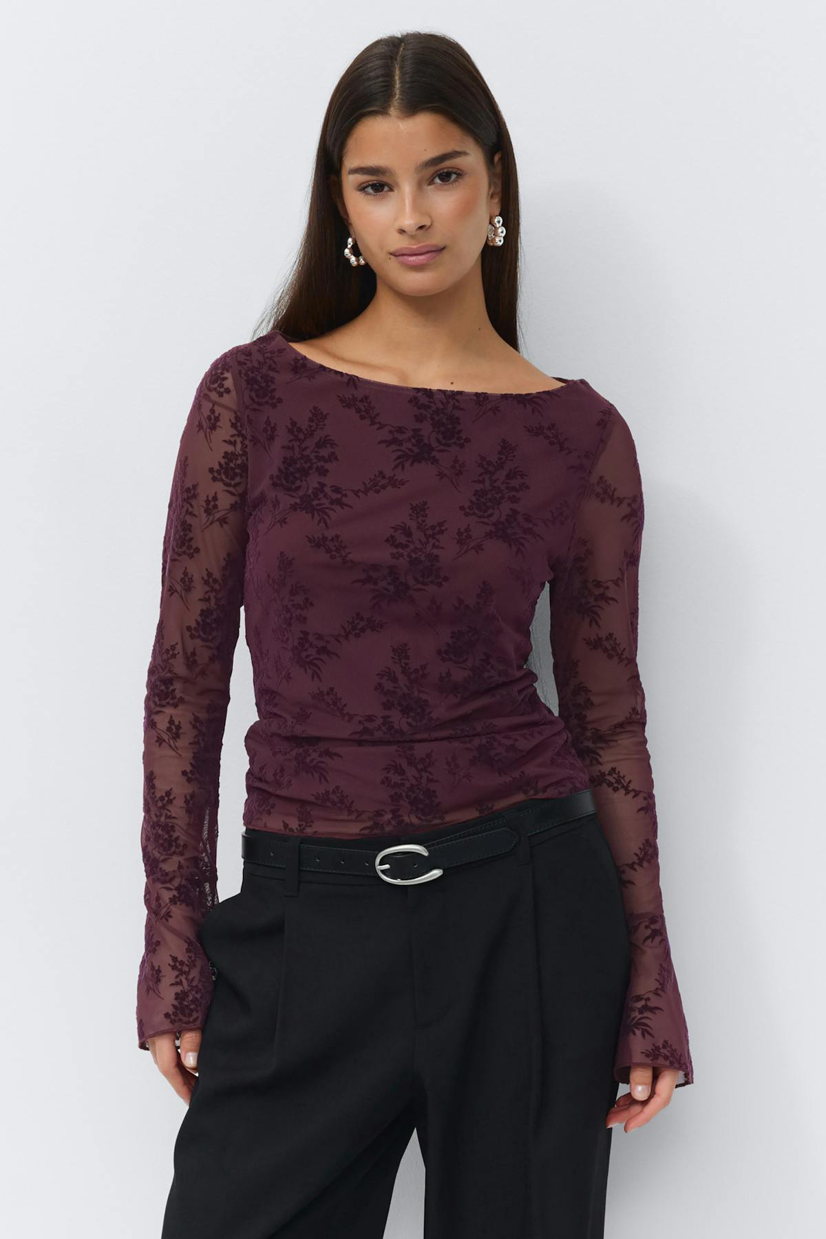 Floral flare sleeve top