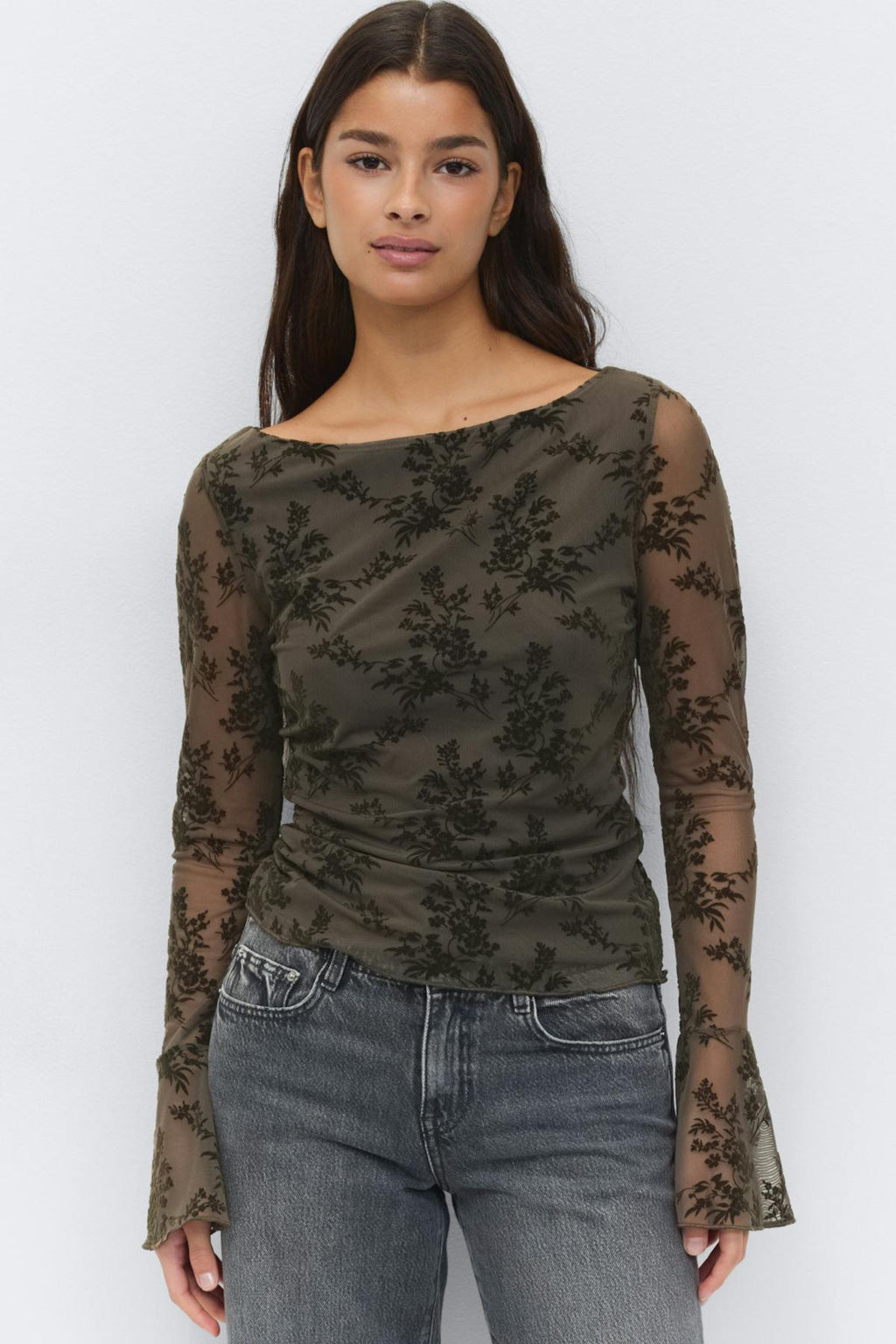 Floral flare sleeve top