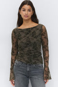 Floral flare sleeve top