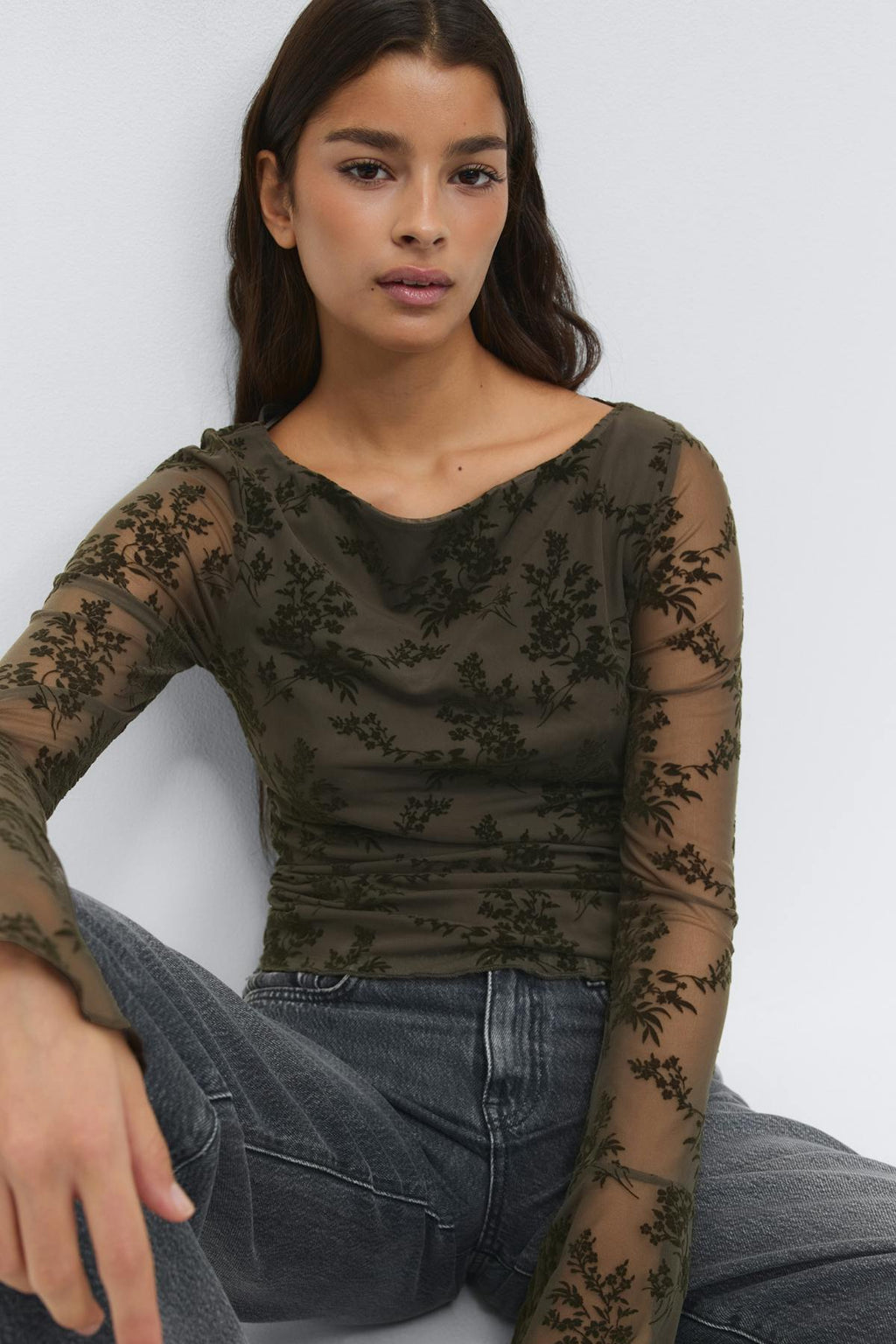 Floral flare sleeve top