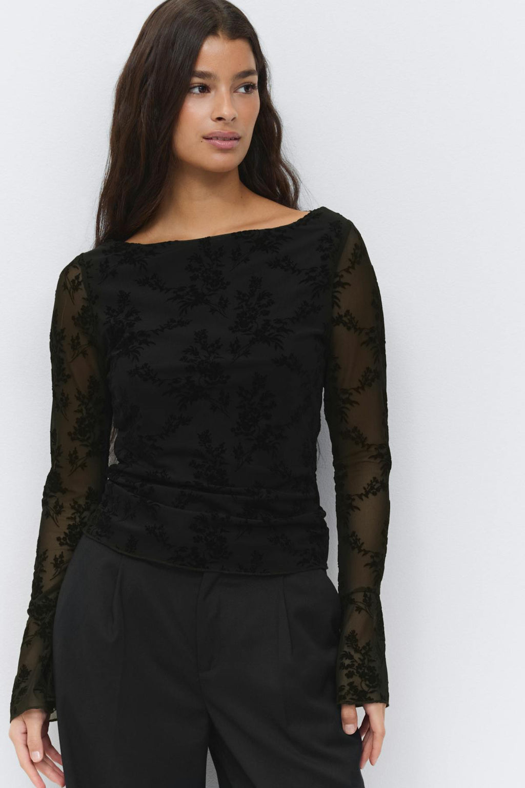 Floral flare sleeve top