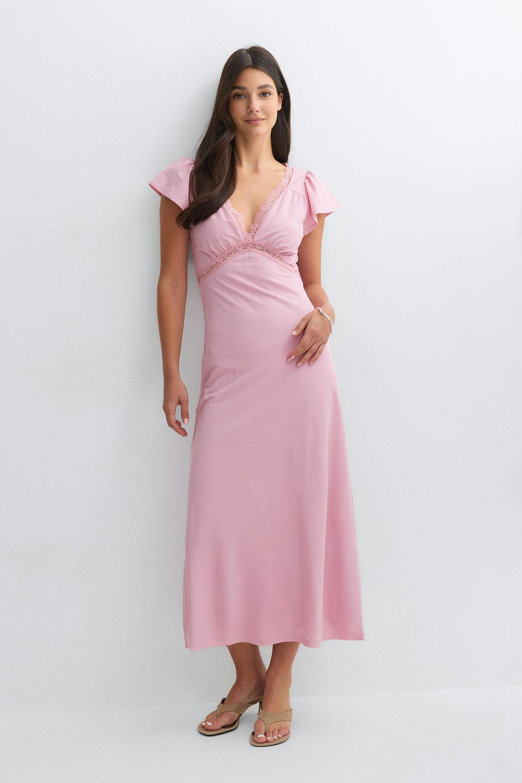 Lace detail midi dress