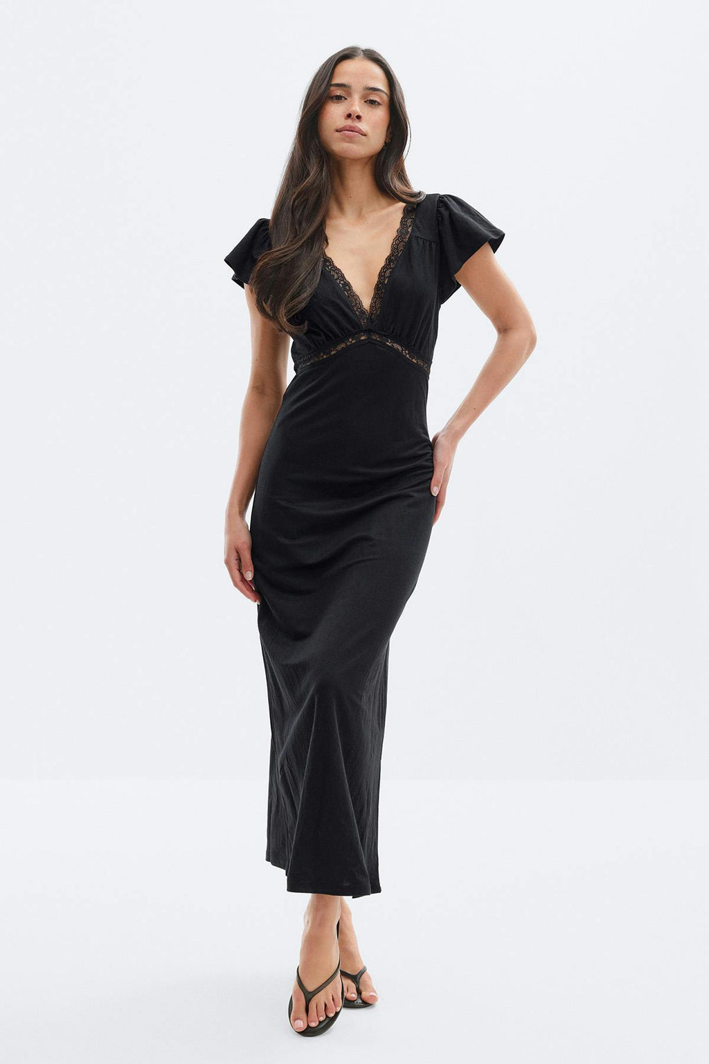 Lace detail midi dress
