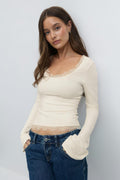 Lace detail scoop neck top