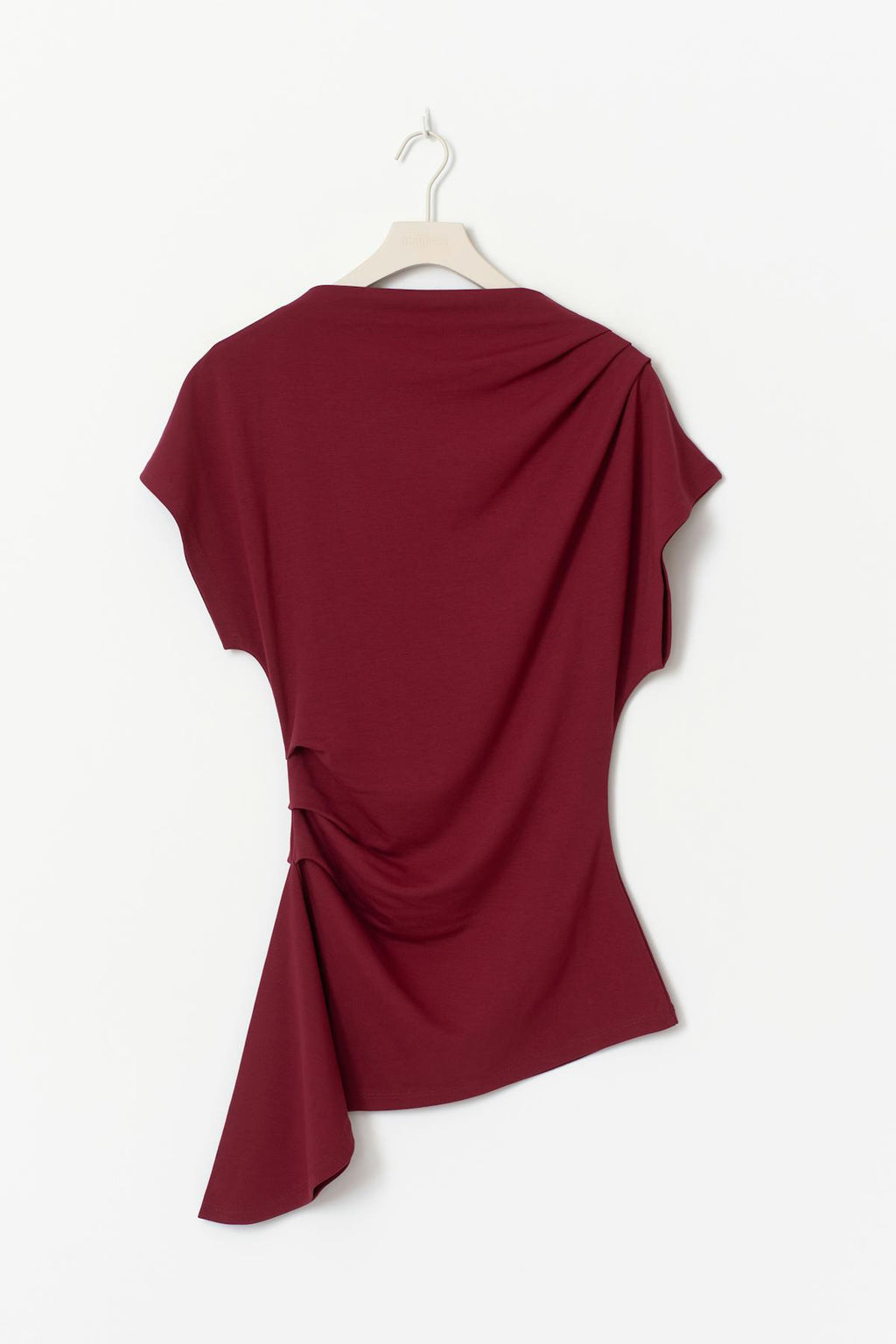 Asymmetric funnel neck top