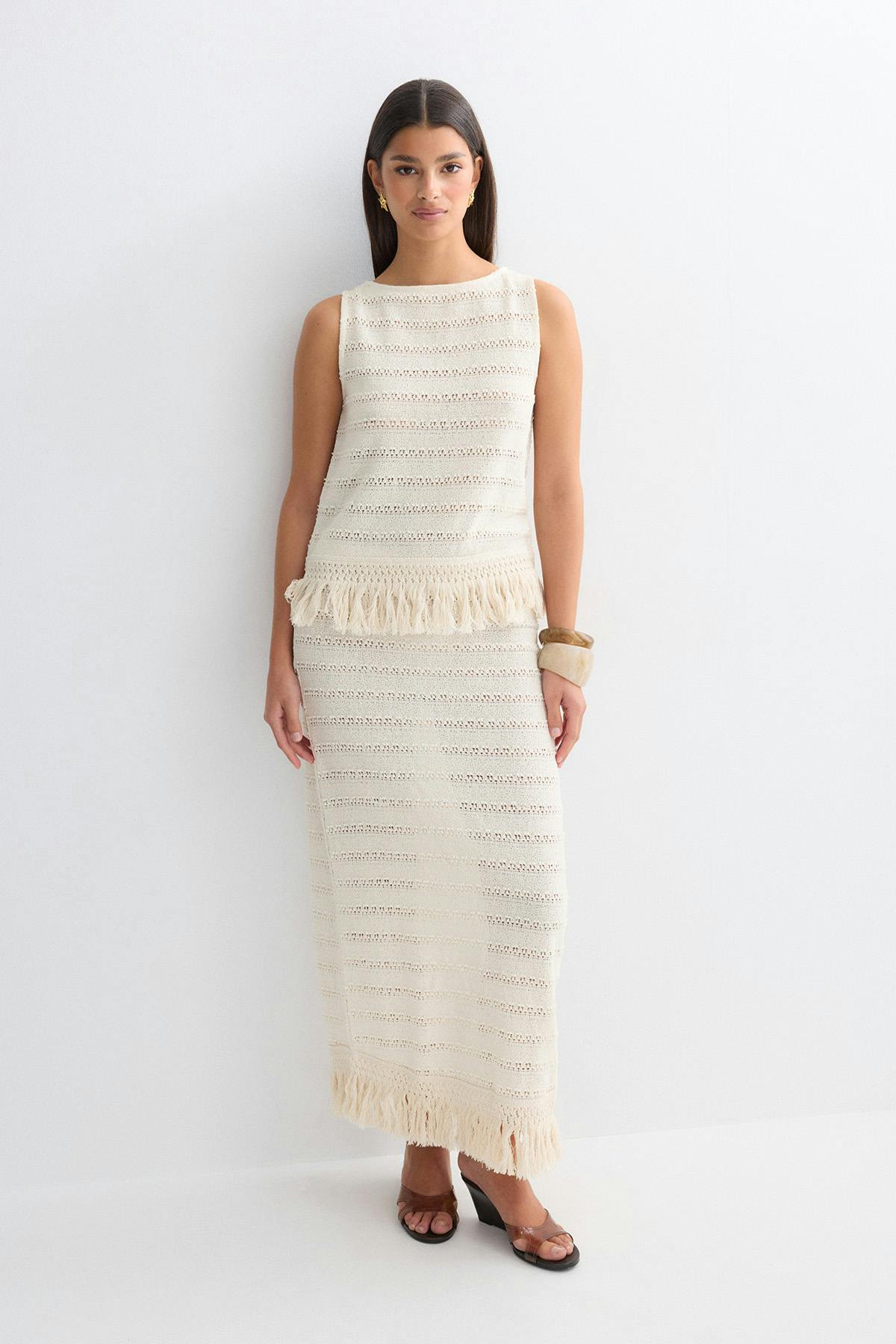Crochet fringe skirt