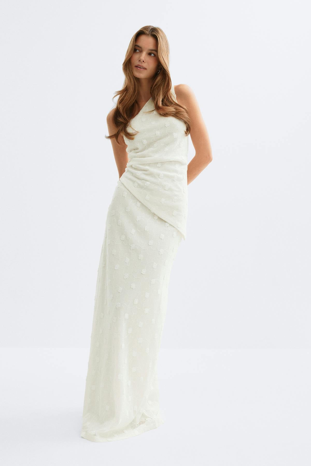 3d floral maxi skirt