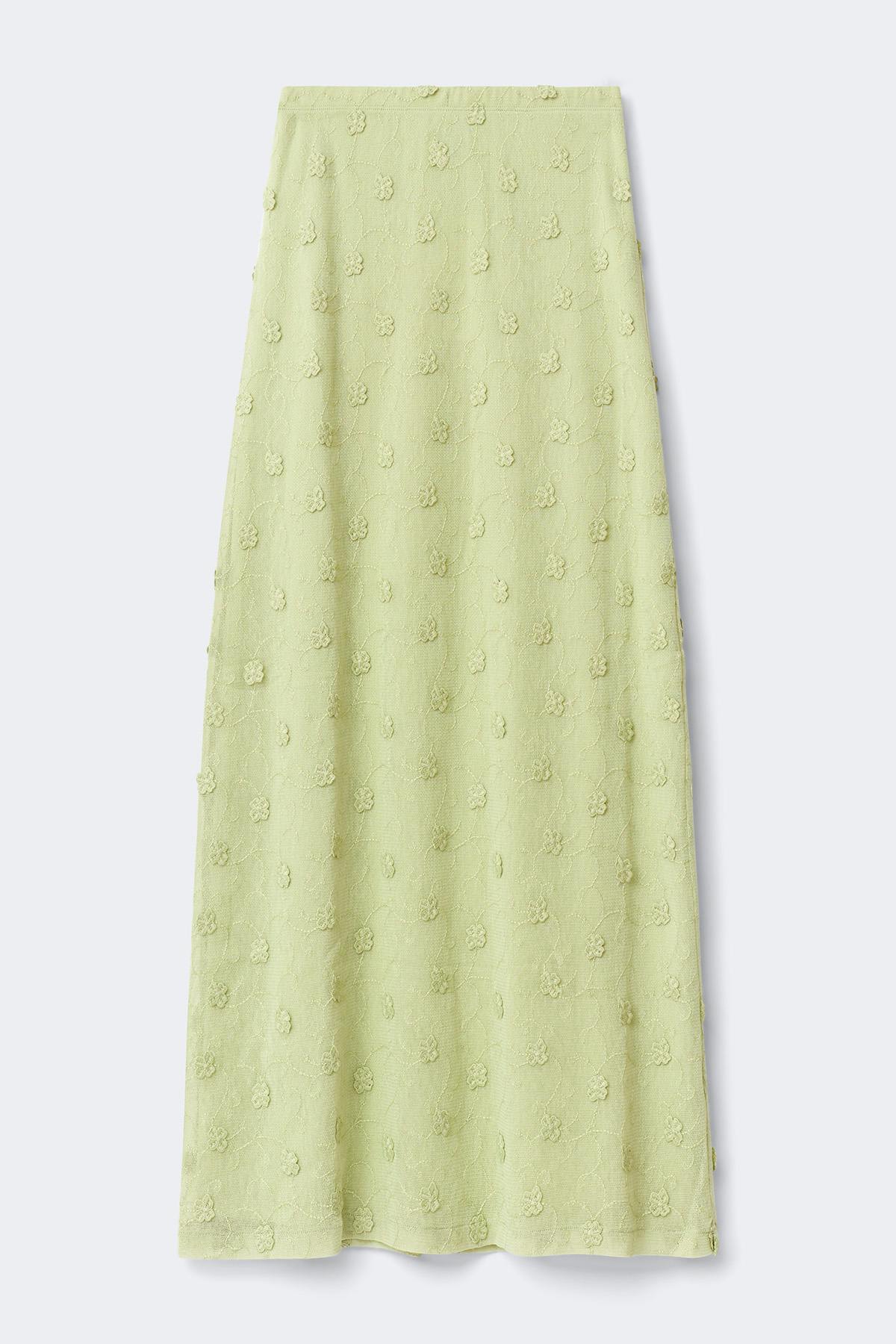 3d floral maxi skirt