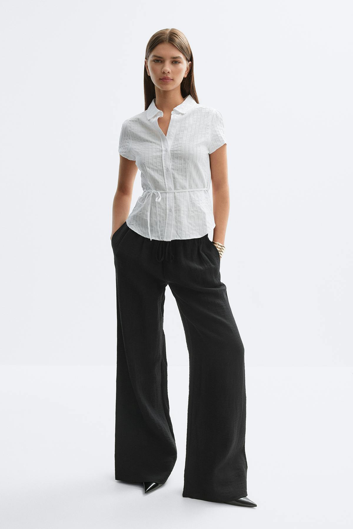 Wide drawstring trousers