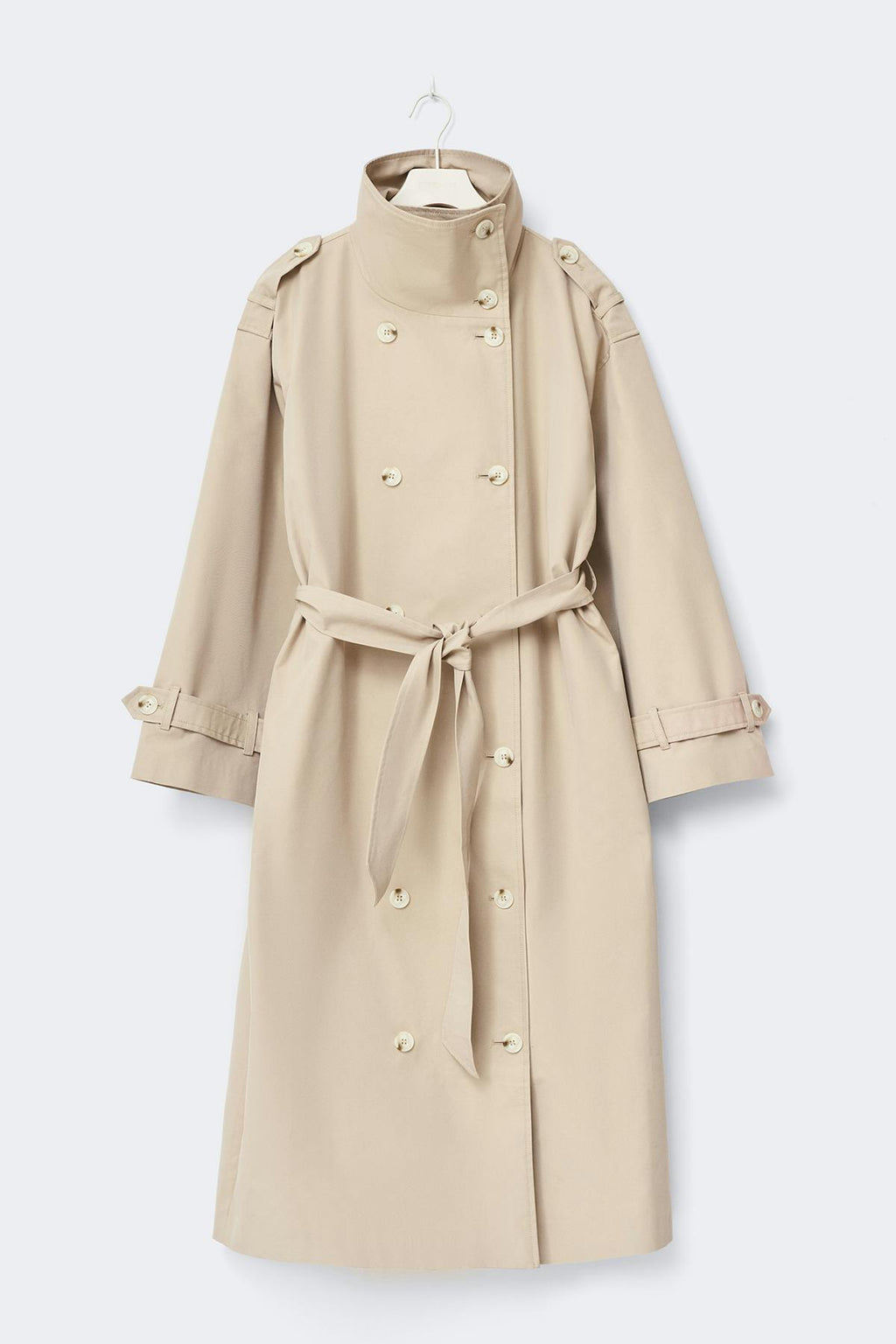 High neck cotton trench coat