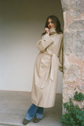High neck cotton trench coat