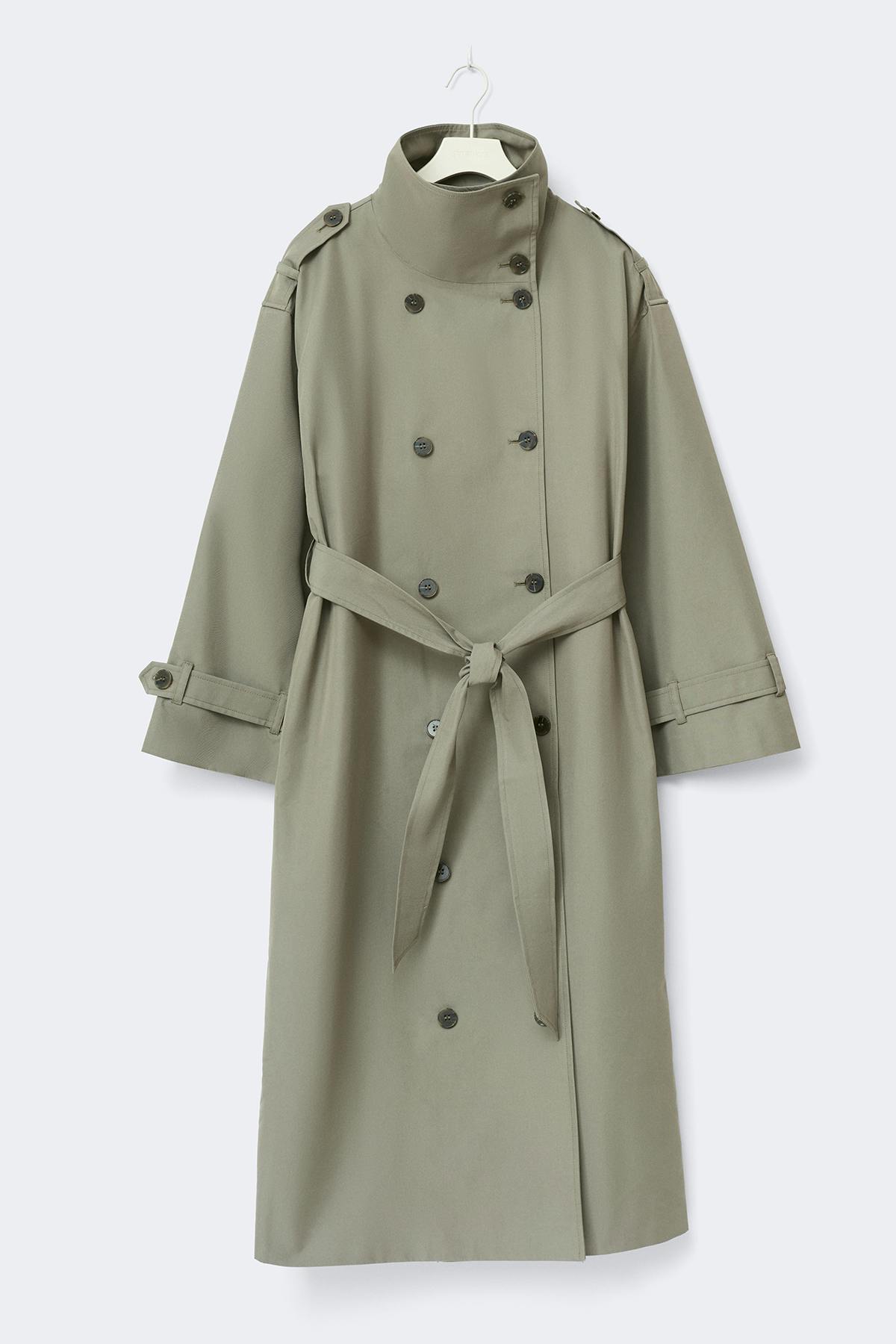 High neck cotton trench coat