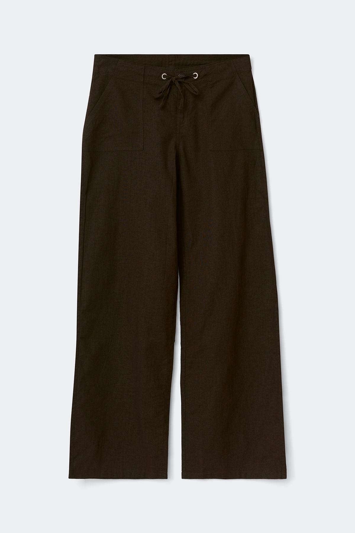 Petite linen blend trousers