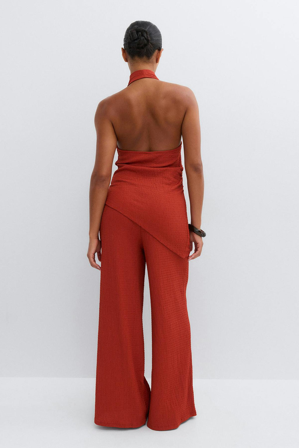 Textured wide trousers