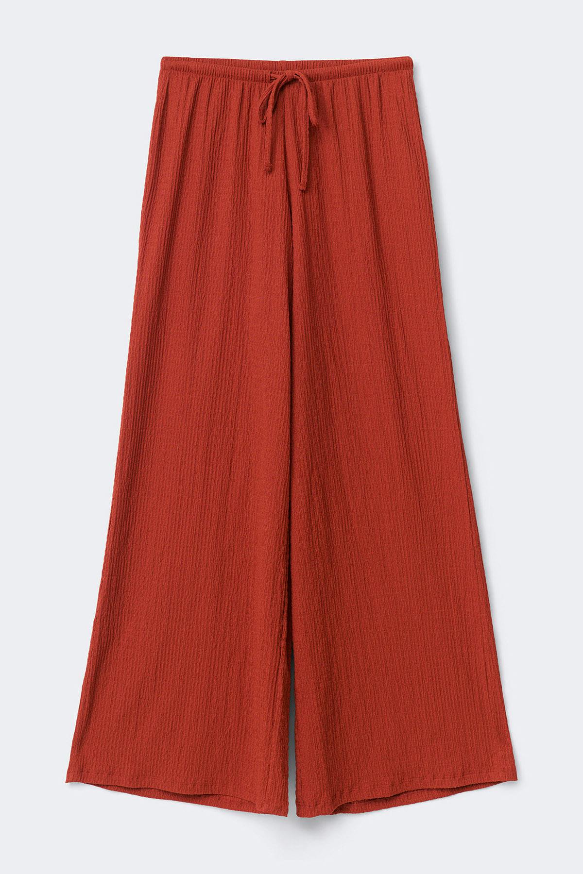 Textured wide trousers