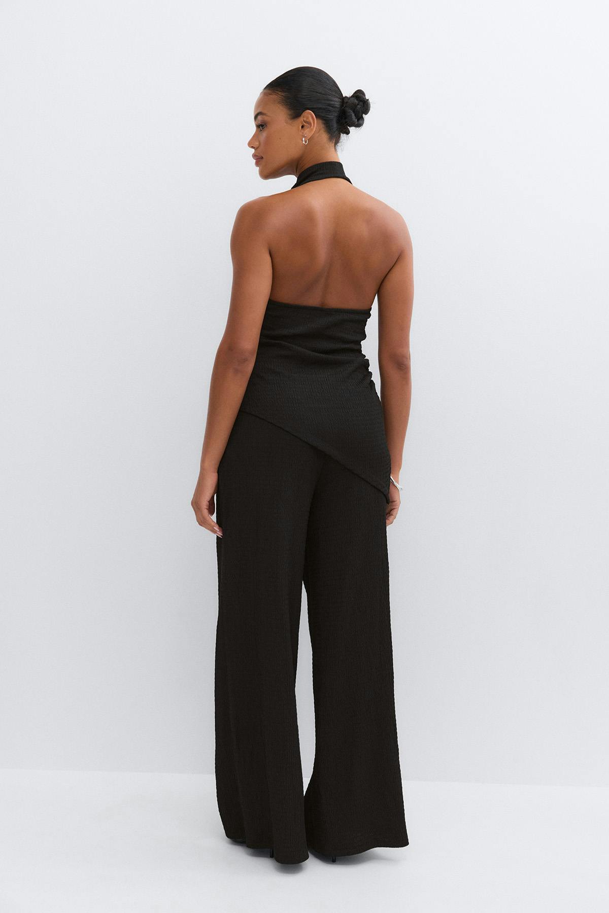 Textured wide trousers