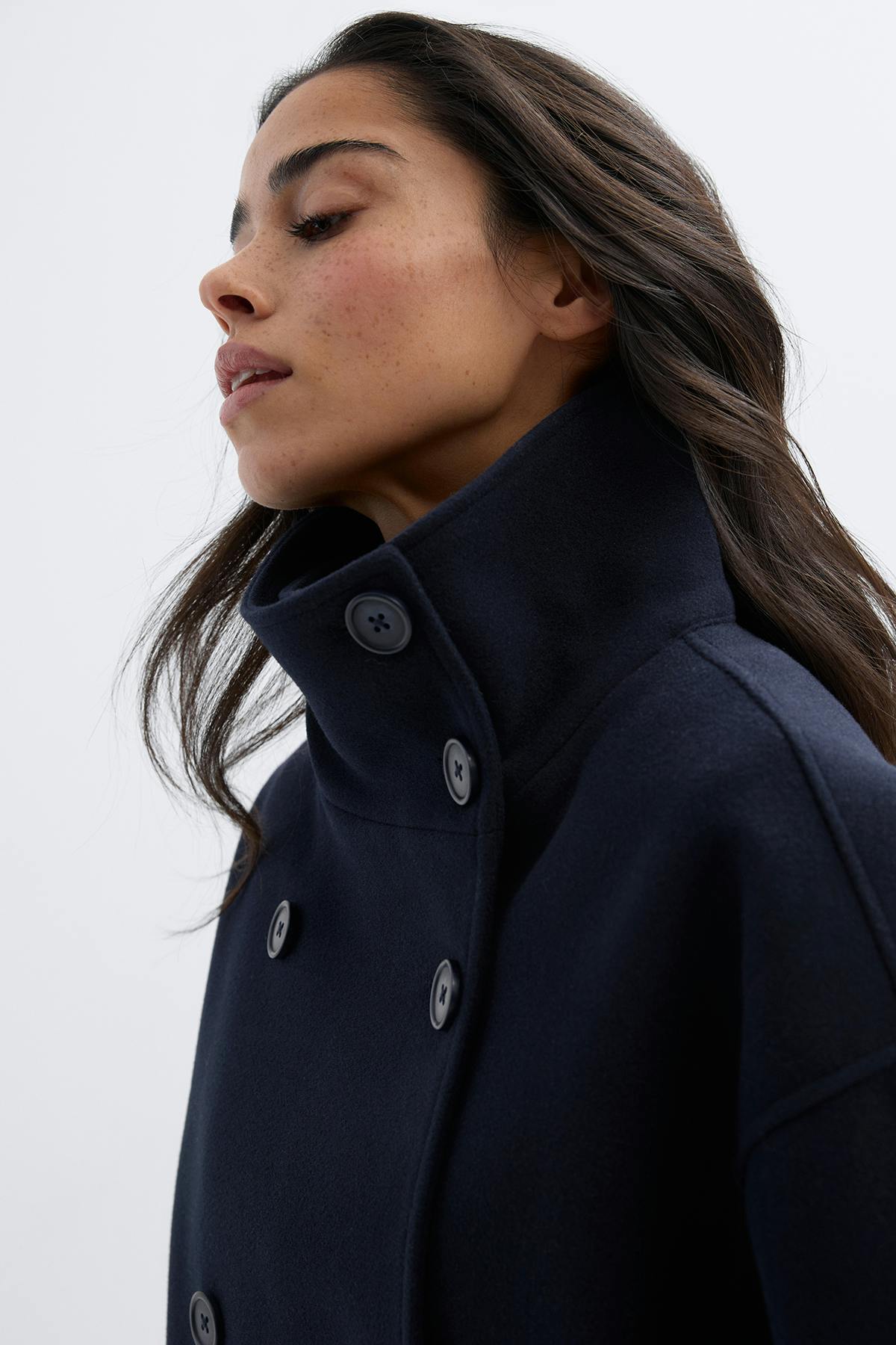 High neck short felt jacket