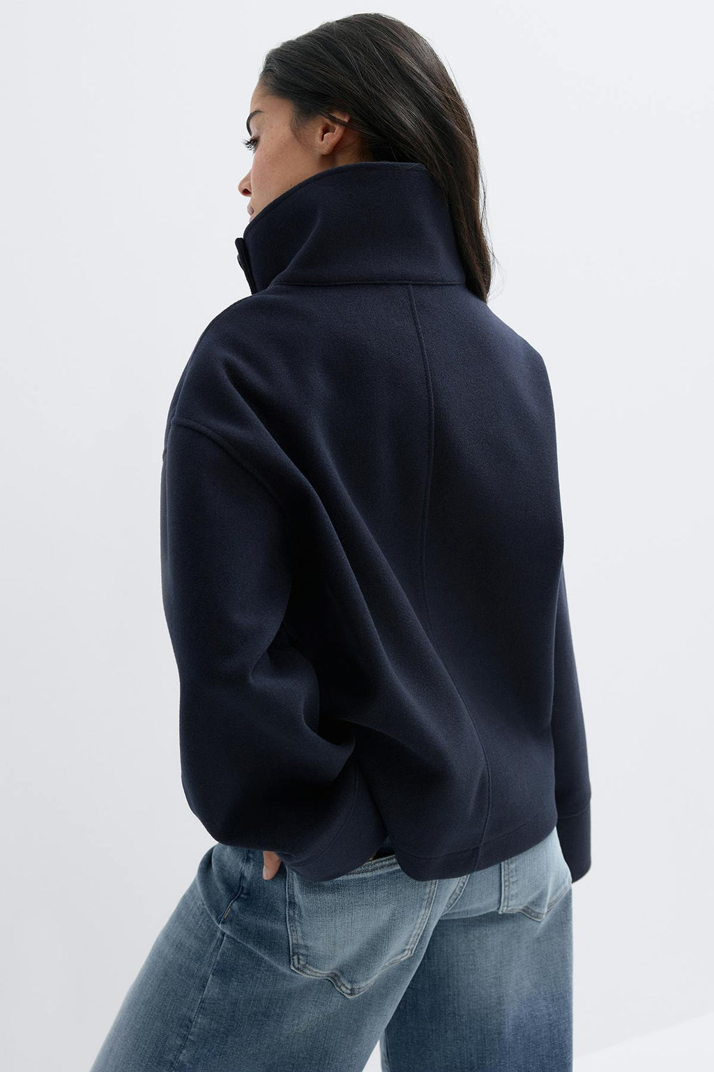 High neck short felt jacket