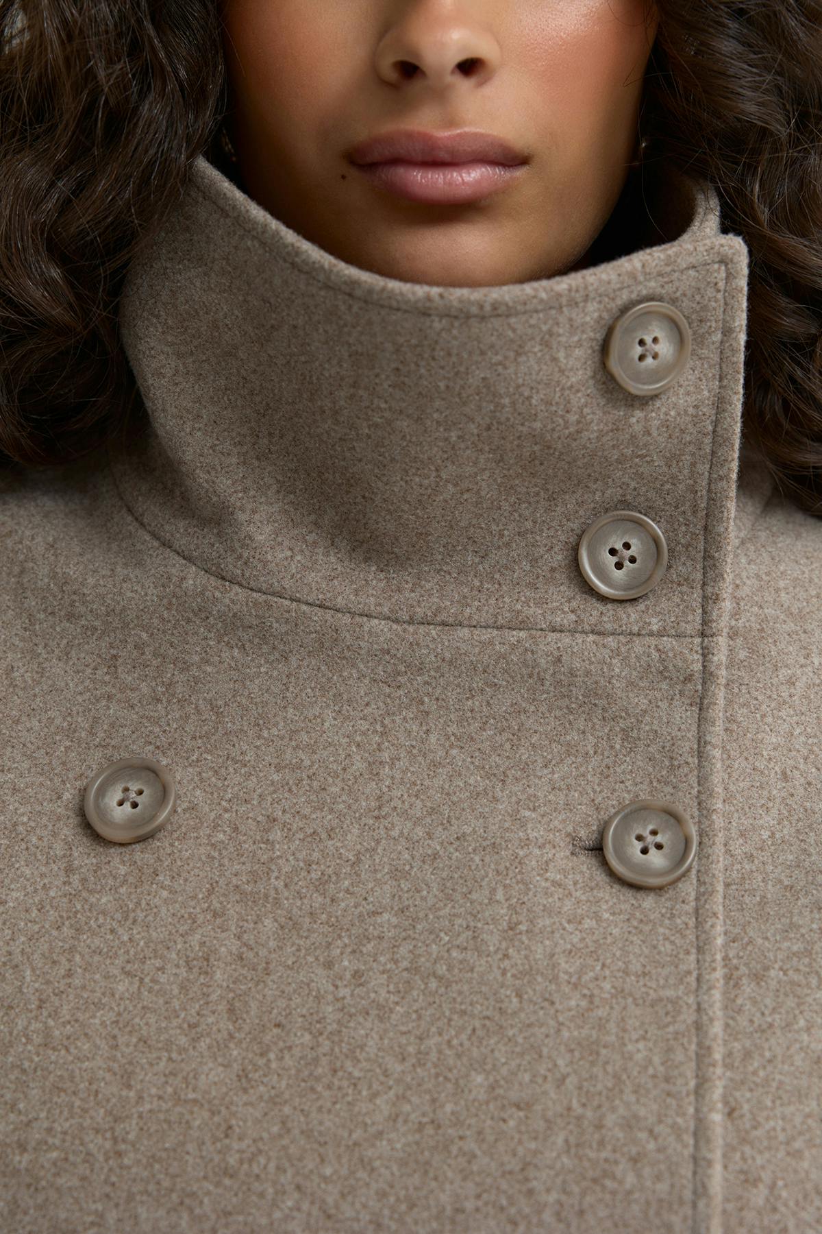 High neck short felt jacket