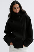 High neck short felt jacket