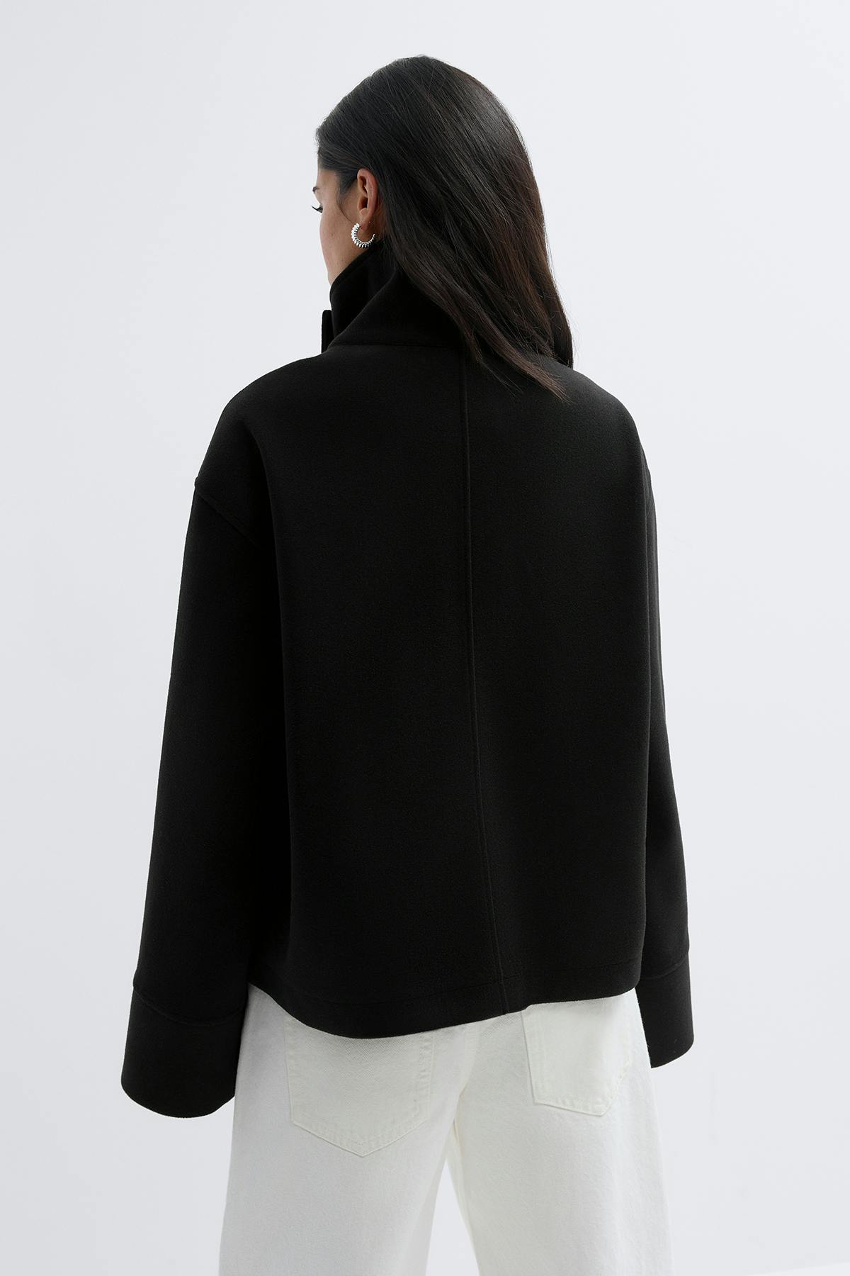 High neck short felt jacket