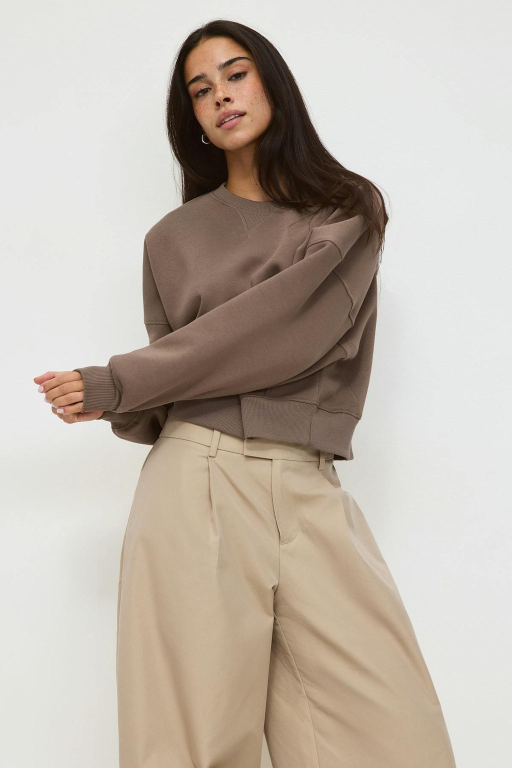 Crop crewneck sweater