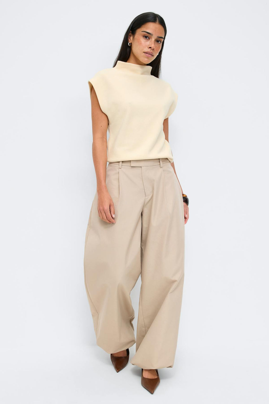 Soft funnel neck top