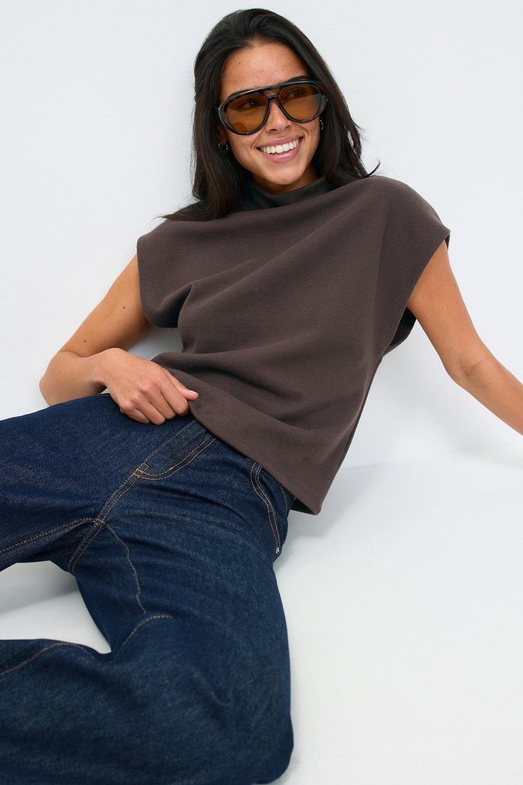 Soft funnel neck top