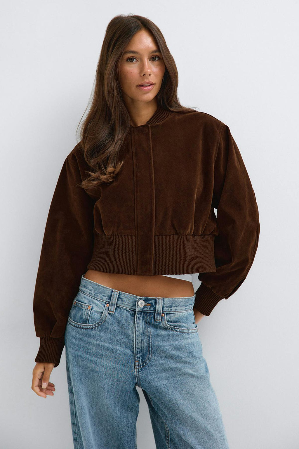 Faux suede short jacket