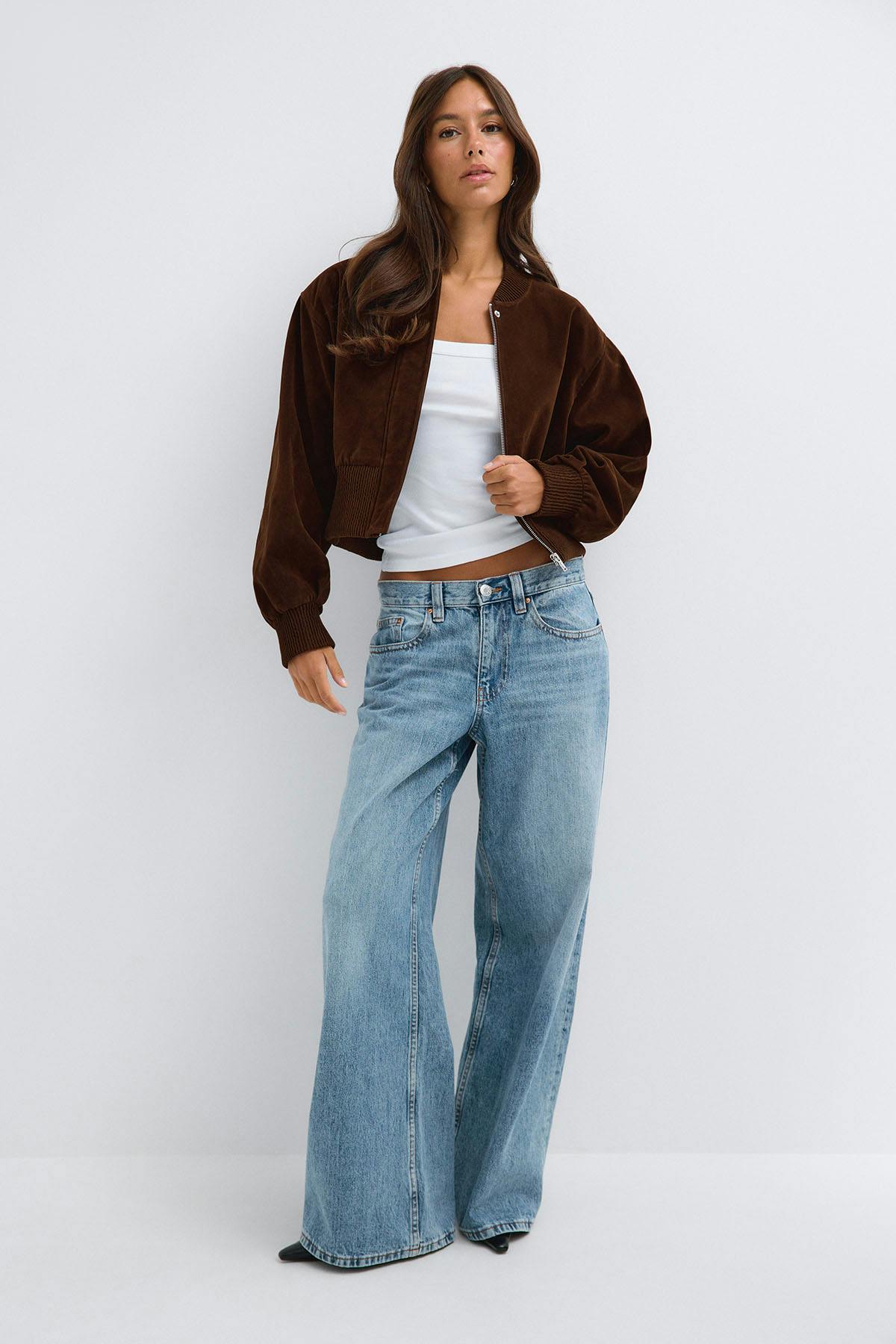 Faux suede short jacket