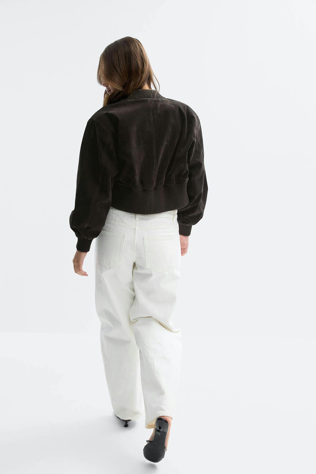 Faux suede short jacket