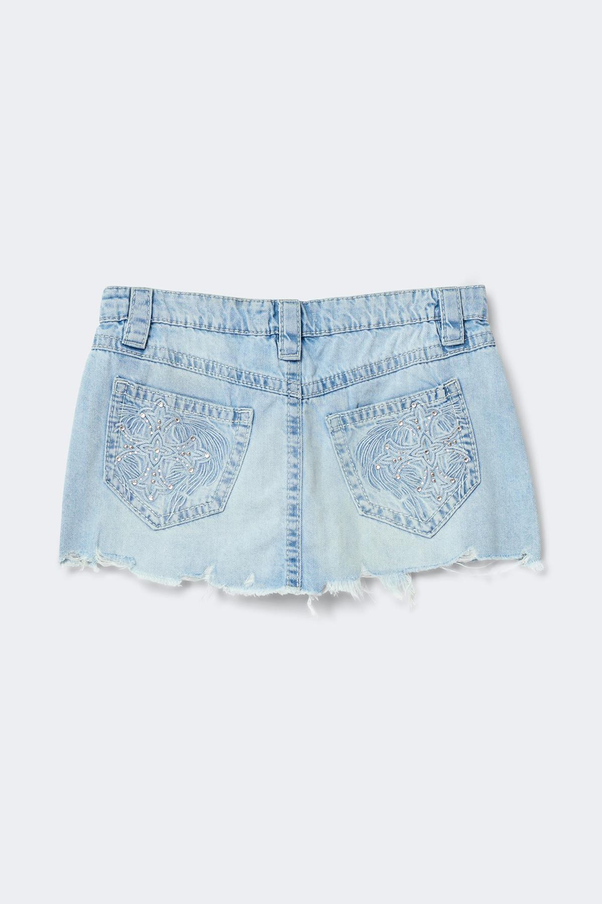14+ slay low denim skirt