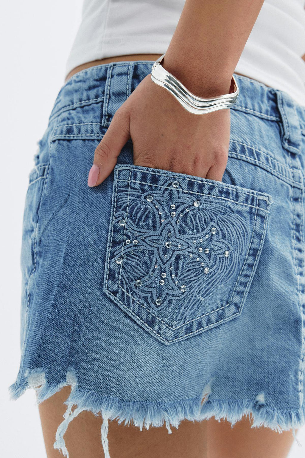 14+ slay low denim skirt