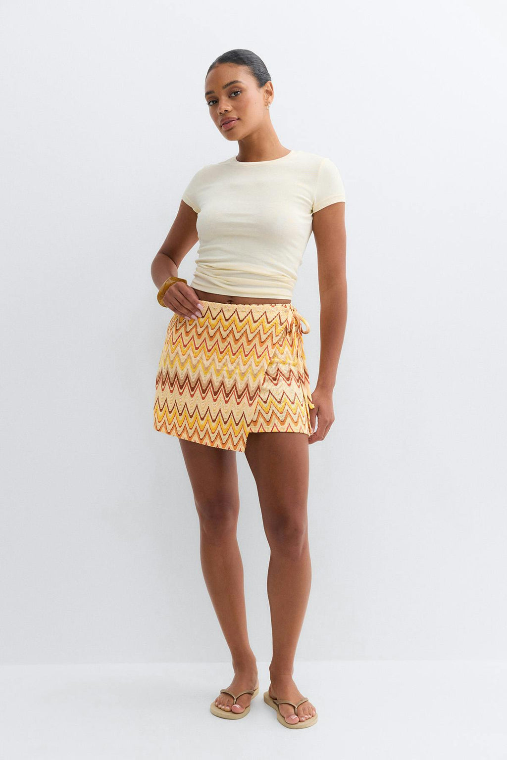 Multi colour mini wrap skirt