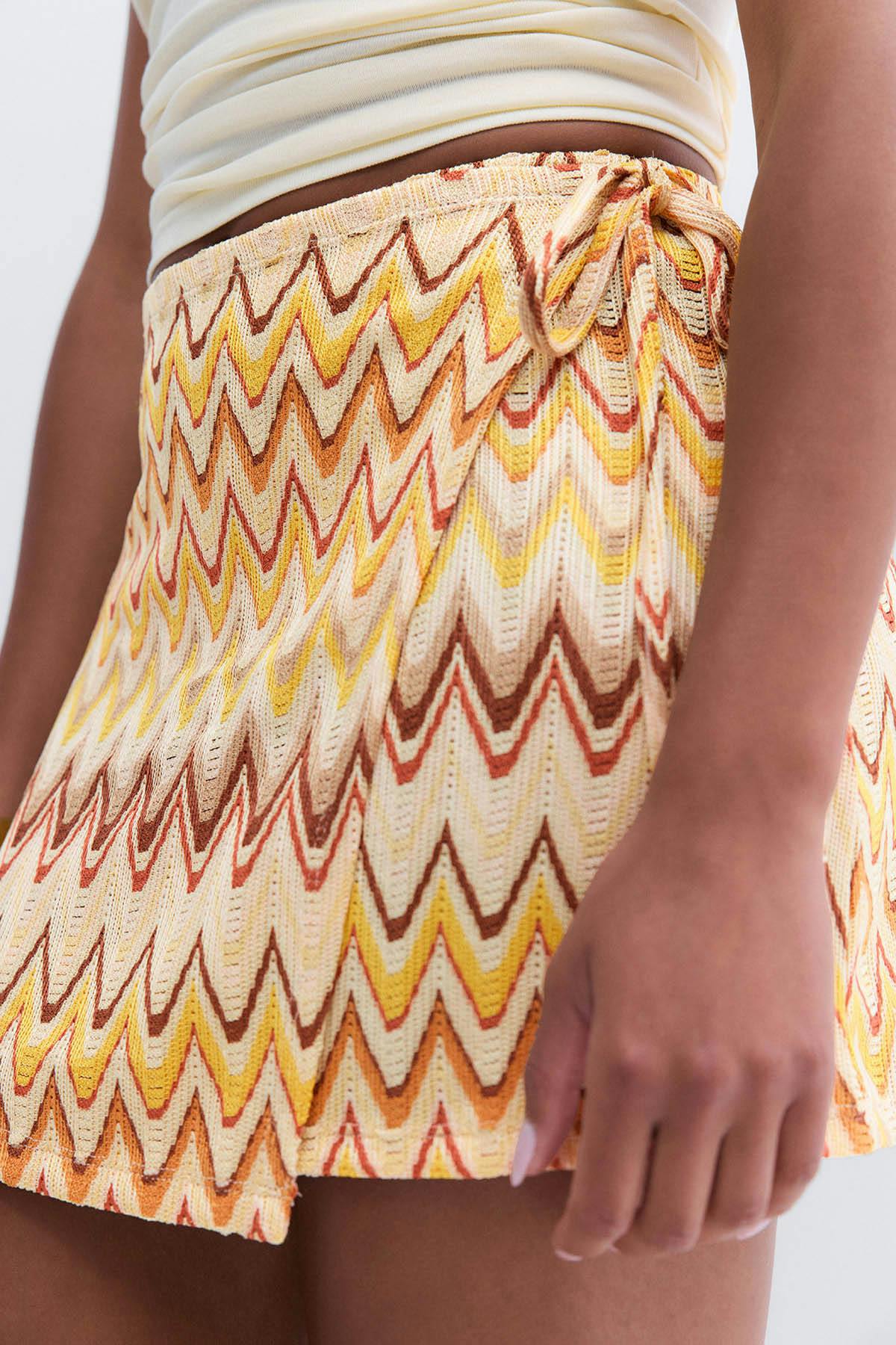 Multi colour mini wrap skirt