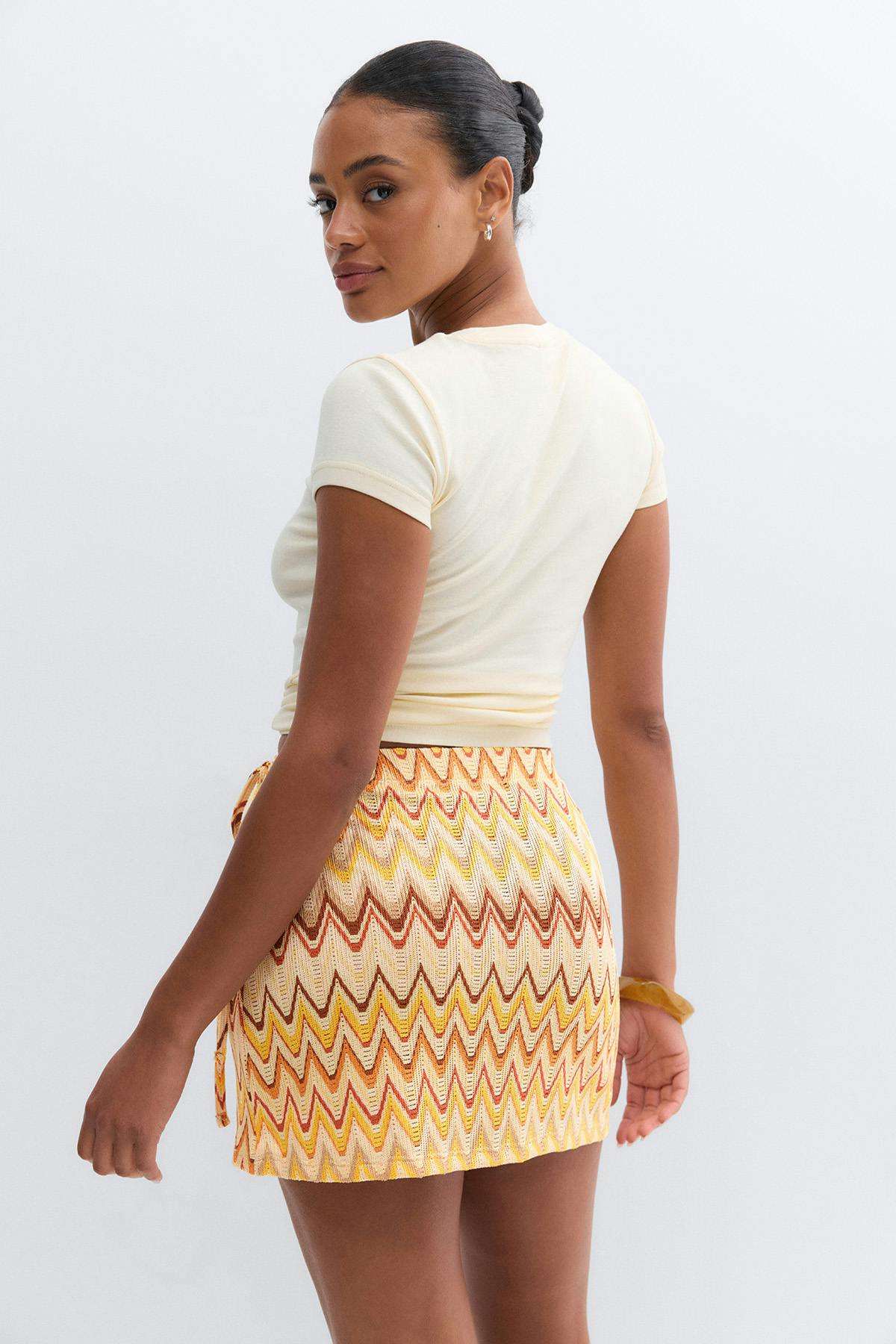 Multi colour mini wrap skirt