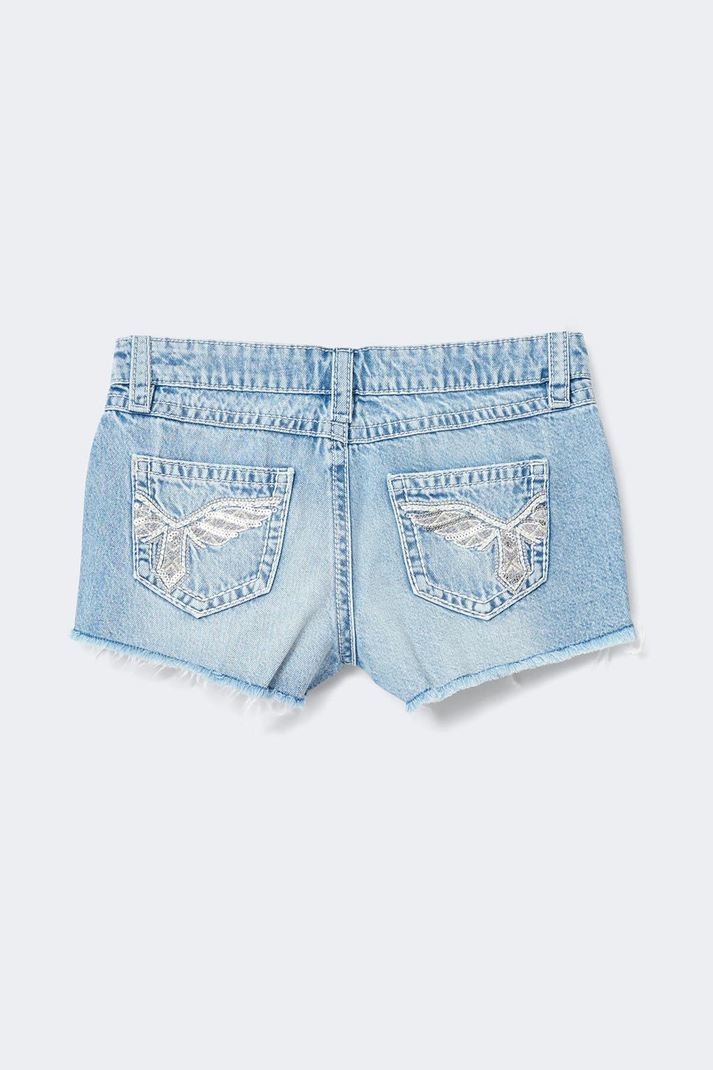 Y sparkle low denim shorts