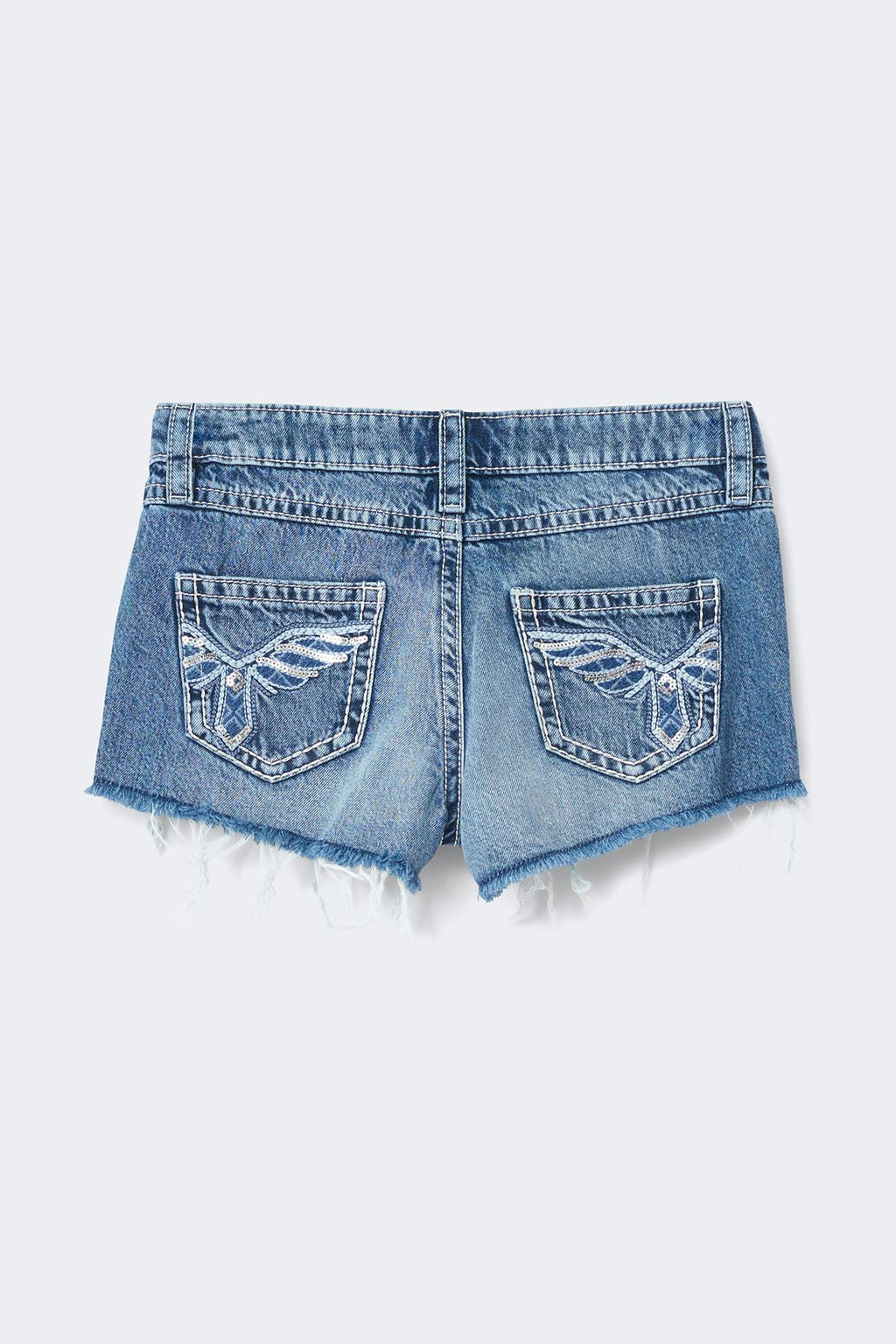 Y sparkle low denim shorts