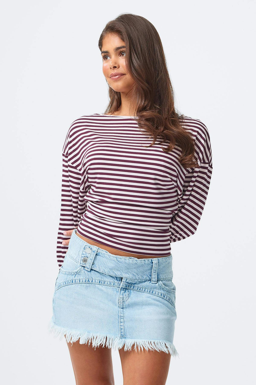 14+ pleated low denim skirt