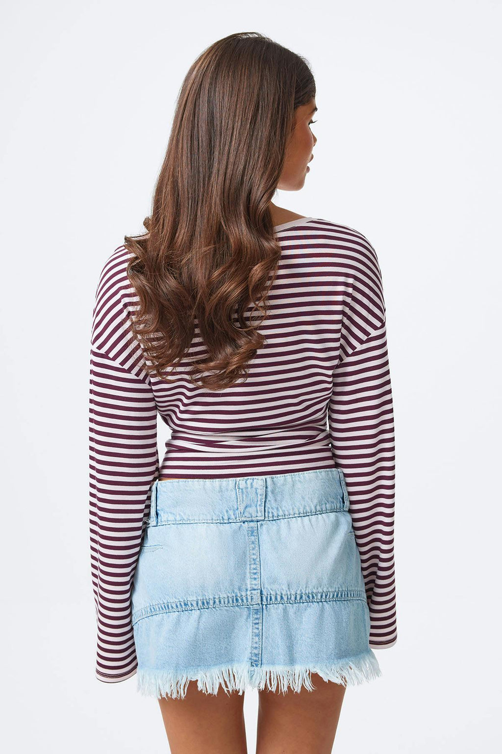 14+ pleated low denim skirt