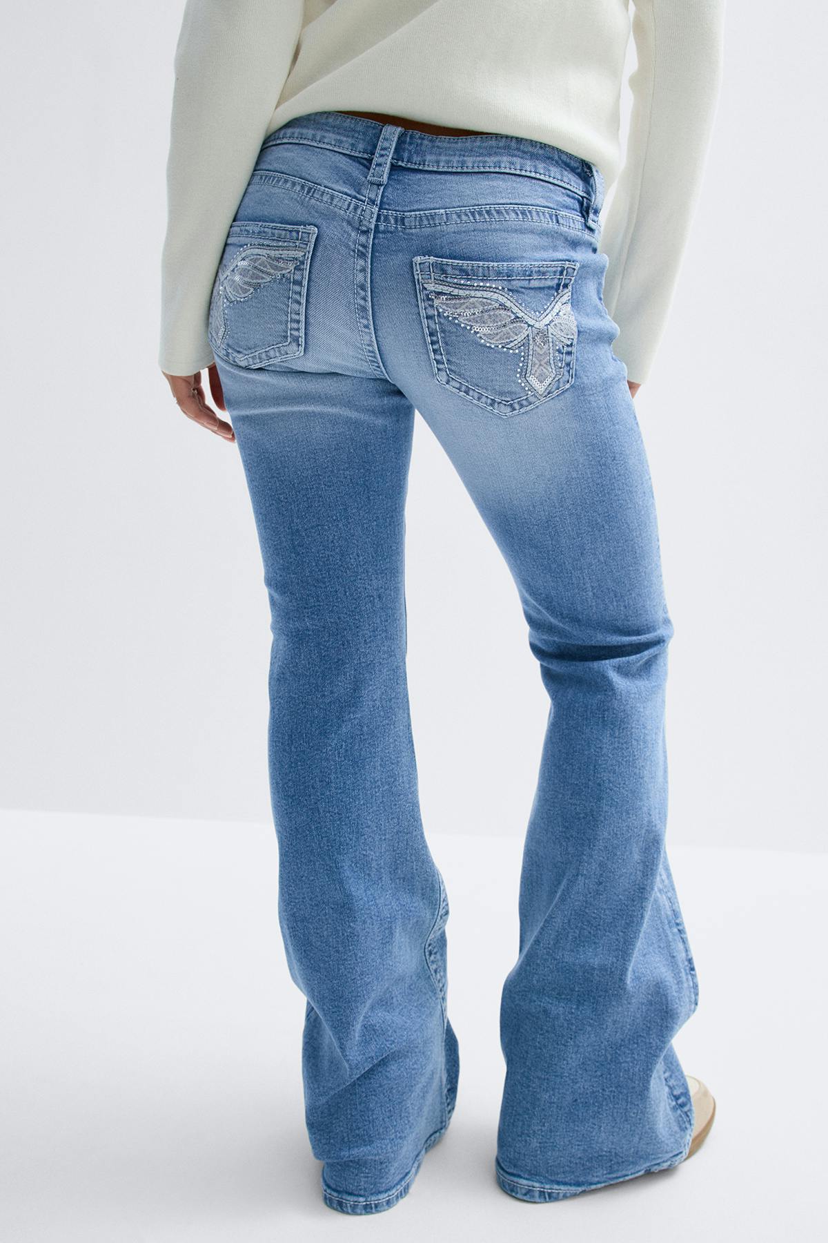 Y sparkle low flare jeans