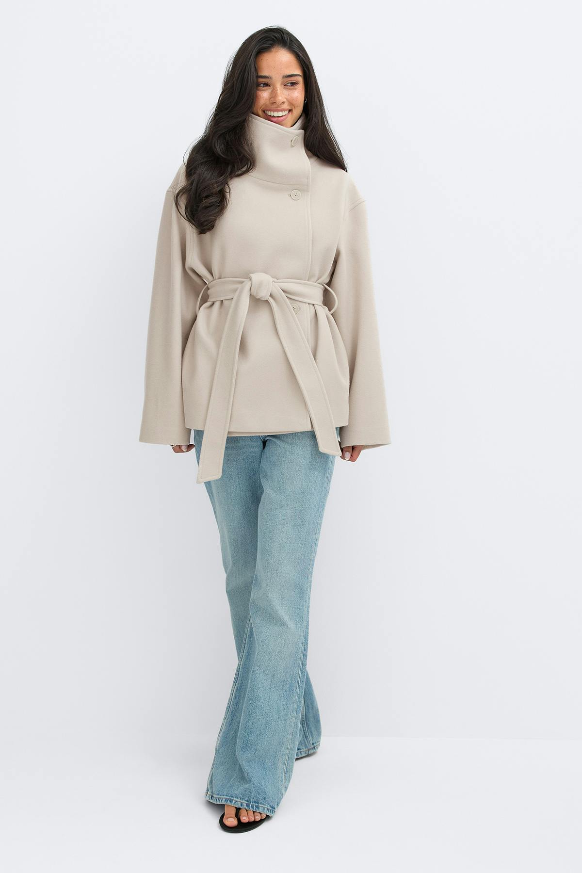 High neck wool blend jacket