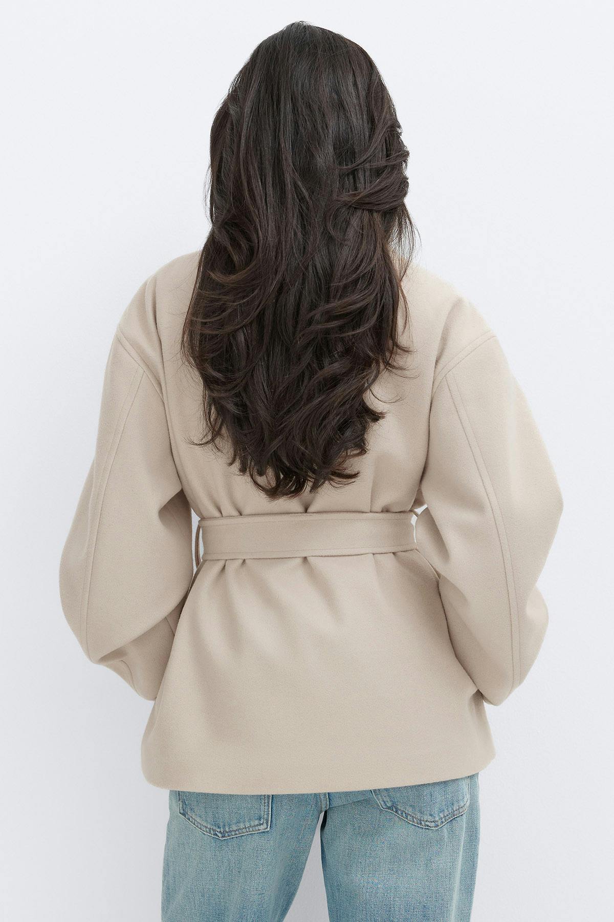 High neck wool blend jacket