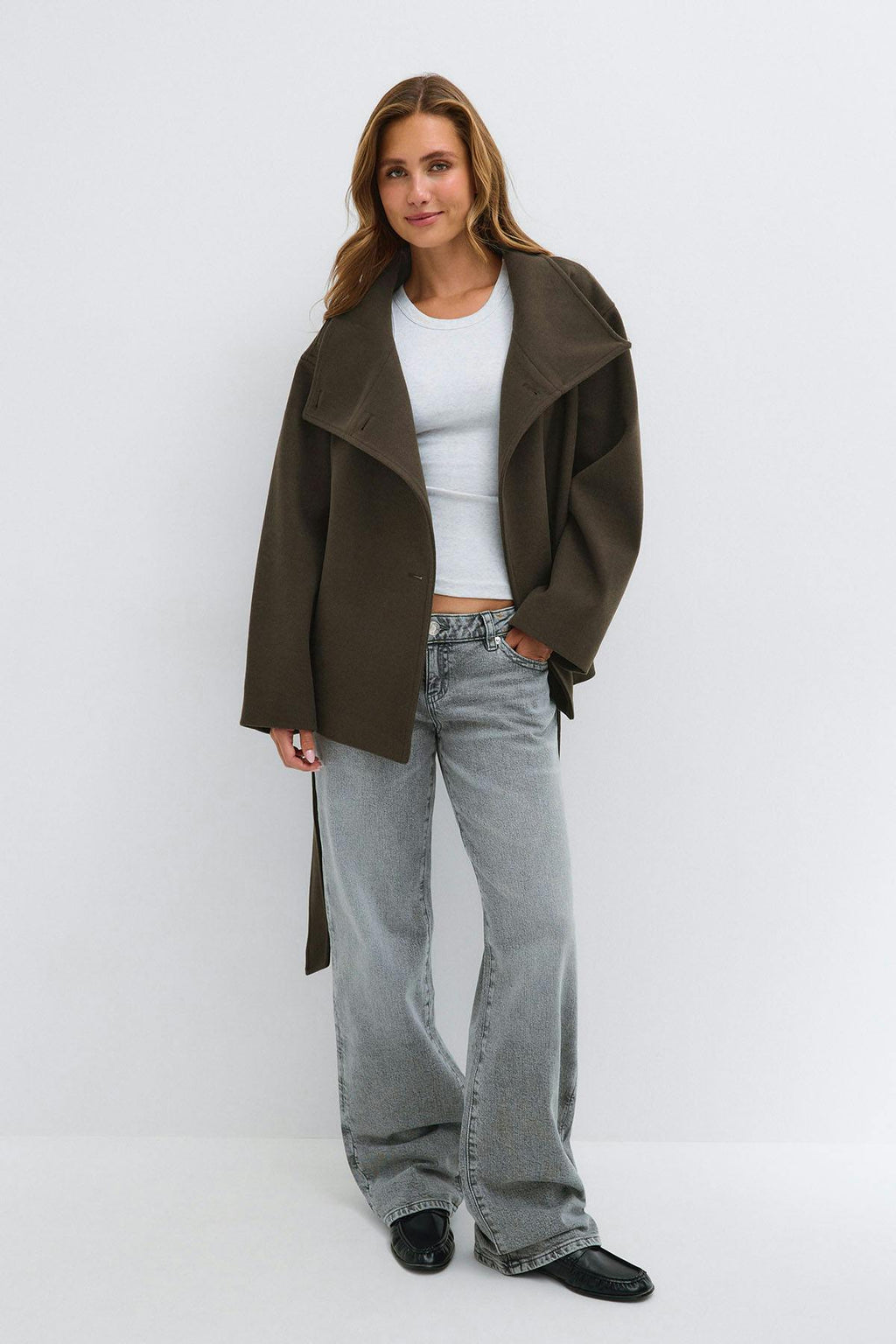 High neck wool blend jacket