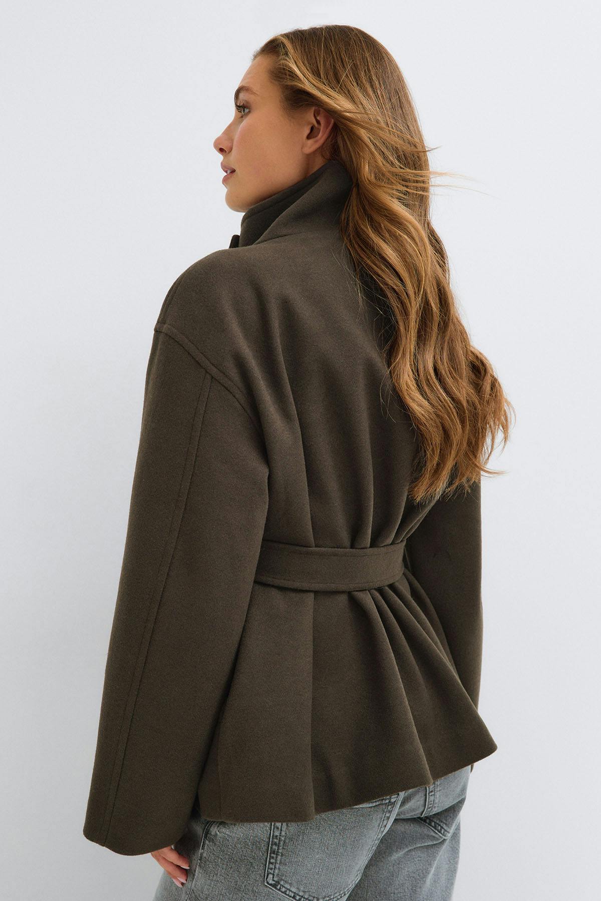 High neck wool blend jacket